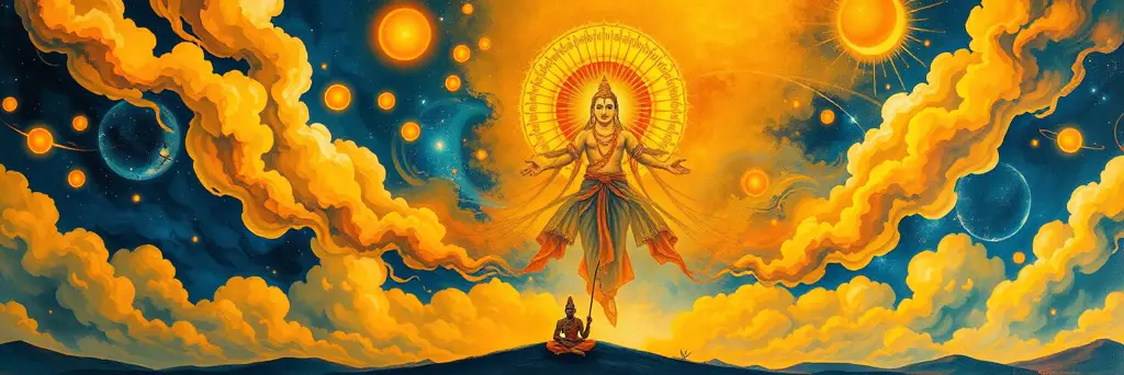 The cosmic universal form filling the sky before Arjuna