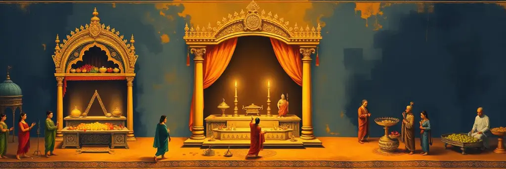Three altars showing three kinds of faith and offering