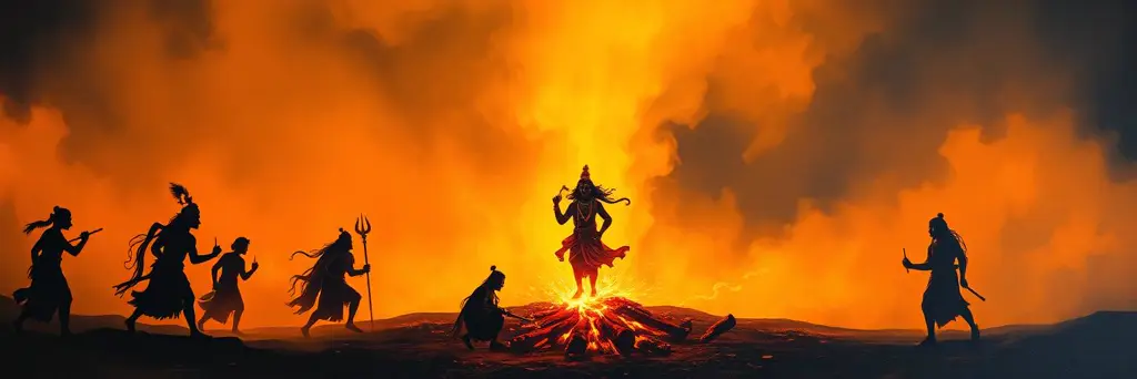 Divine descents rising from the sacrificial fire